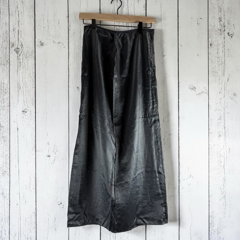 Zara Metallic Midi Skirt Silver Side Slit Small Y2K Glam Minimalist